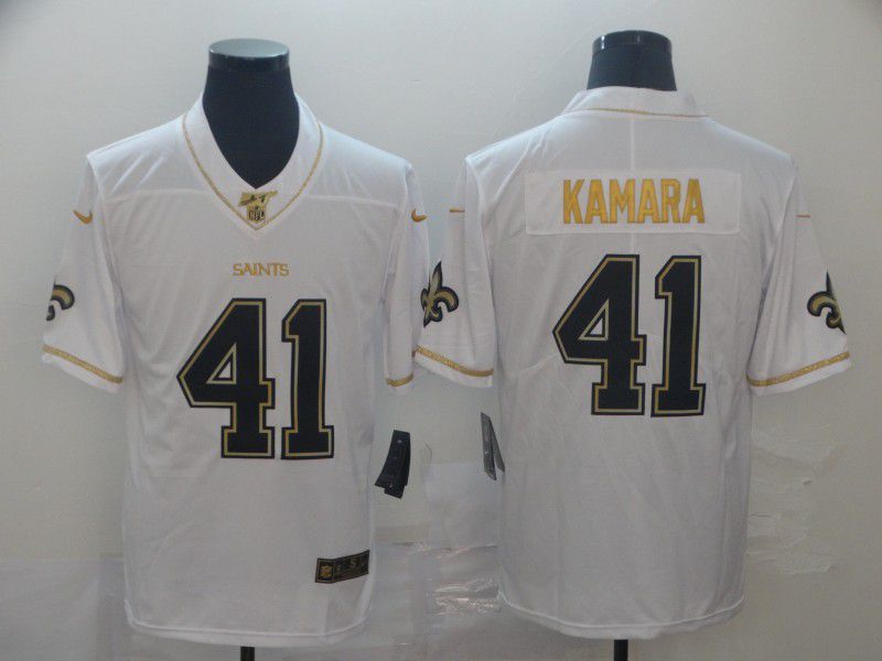 Men New Orleans Saints #41 Kamara White Retro gold character Nike NFL Jerseys